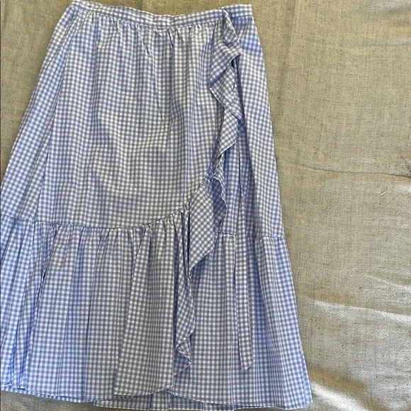 Cupio Light Blue Gingham Maxi Skirt with Ruffle Trim - Picture 3 of 5